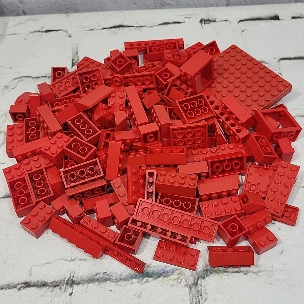 Lego Bricks 150 Pieces All Red Assorted Shapes Sizes‎ Bulk Replacement Lot - Picture 2 of 4